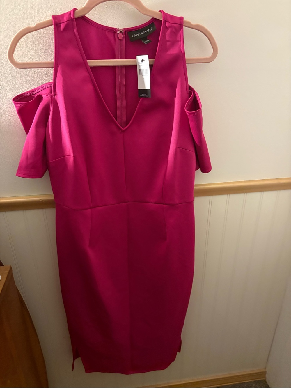 Lane Bryant Size 12 Fuchsia Cold-Shoulder Scuba Sheath Dress – NWT